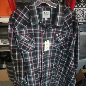 NWT Ely Cattleman Men's Black and Red Plaid Shirt 3X BIG